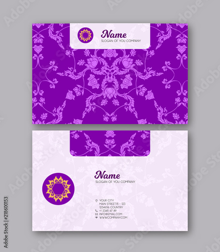 A template for the two sides of the  business card, decorated wi