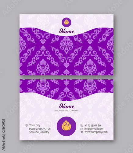 A template for the two sides of the  business card, decorated wi