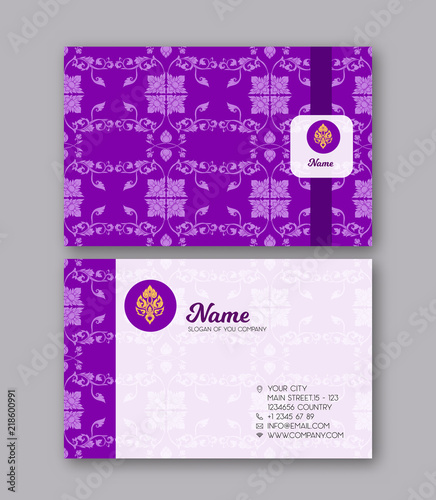 A template for the two sides of the  business card, decorated wi