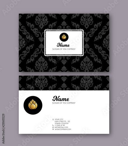 A template for the two sides of the  business card, decorated wi