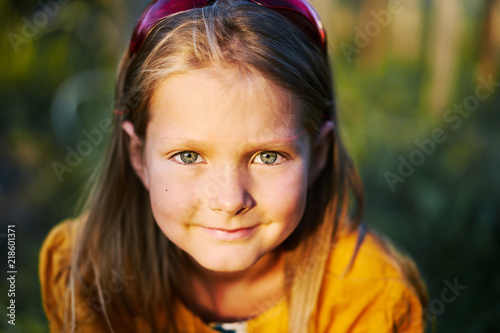 Warm little girl portrait person close clean eyes smile