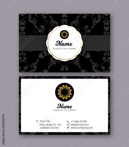 A template for the two sides of the  business card, decorated wi