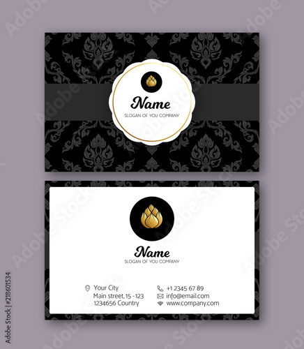 A template for the two sides of the  business card, decorated wi