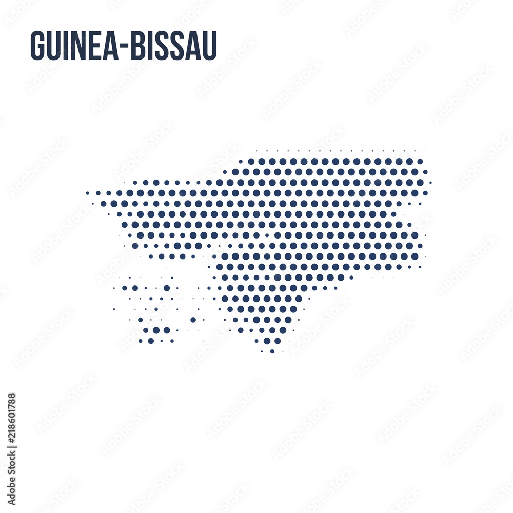 Dotted map of Guinea-Bissau isolated on white background.