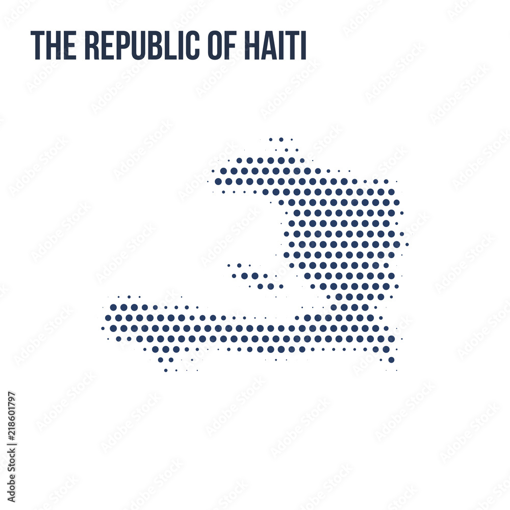 Dotted map of Haiti isolated on white background.