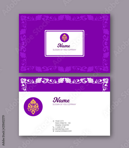 A template for the two sides of the  business card, decorated wi