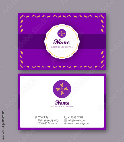 A template for the two sides of the  business card, decorated wi