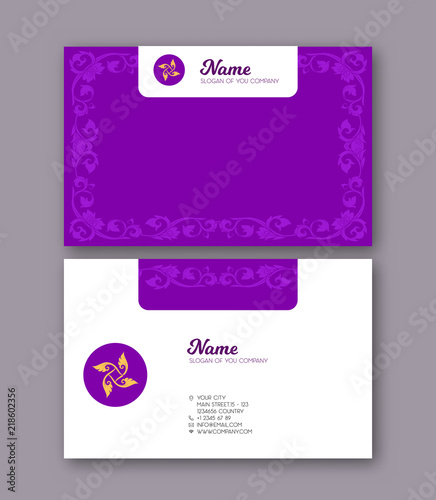 A template for the two sides of the  business card, decorated wi