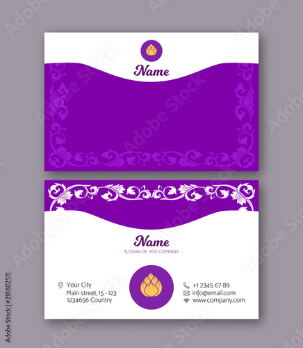 A template for the two sides of the  business card, decorated wi