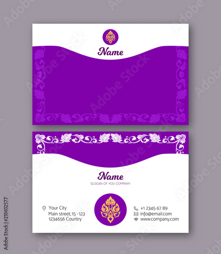 A template for the two sides of the  business card, decorated wi