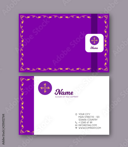 A template for the two sides of the  business card, decorated wi