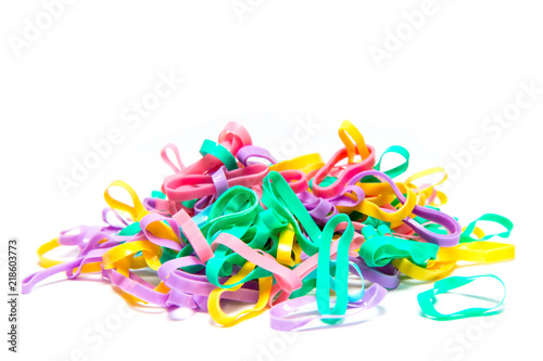 Colorful hair rubber bands isolated on white background