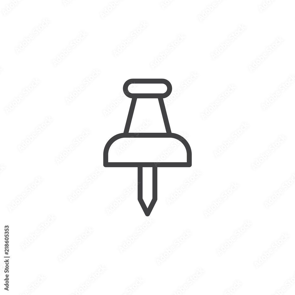 Push pin outline icon. linear style sign for mobile concept and web design. thumbtack  simple line vector icon. Symbol, logo illustration. Pixel perfect vector  graphics Stock Vector | Adobe Stock