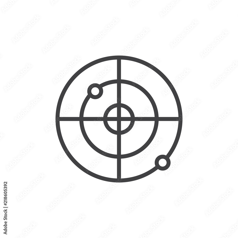 Gps Radar outline icon. linear style sign for mobile concept and web design. Radar screen simple line vector icon. Symbol, logo illustration. Pixel perfect vector graphics Gps Radar outline icon. linear style sign for mobile concept and web design. Radar screen simple line vector icon. Symbol, logo illustration. Pixel perfect vector graphics