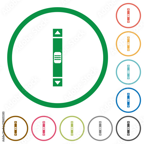 Vertical scroll bar flat icons with outlines