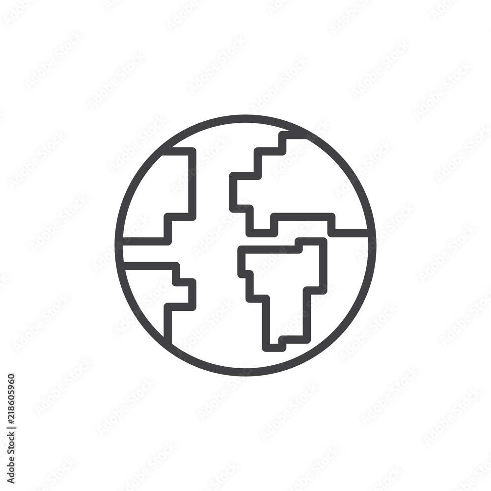 Planet earth outline icon. linear style sign for mobile concept and web design. Globe simple line vector icon. Symbol, logo illustration. Pixel perfect vector graphics Planet earth outline icon. linear style sign for mobile concept and web design. Globe simple line vector icon. Symbol, logo illustration. Pixel perfect vector graphics