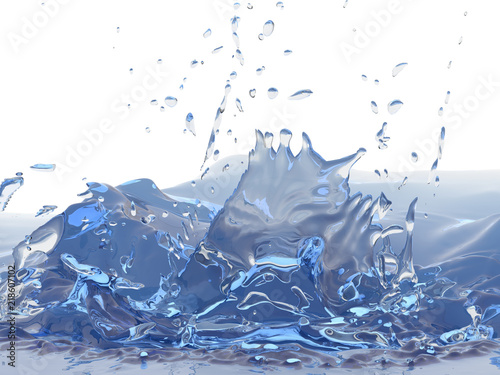 Splashing blue sparkling pure water. Abstract nature background