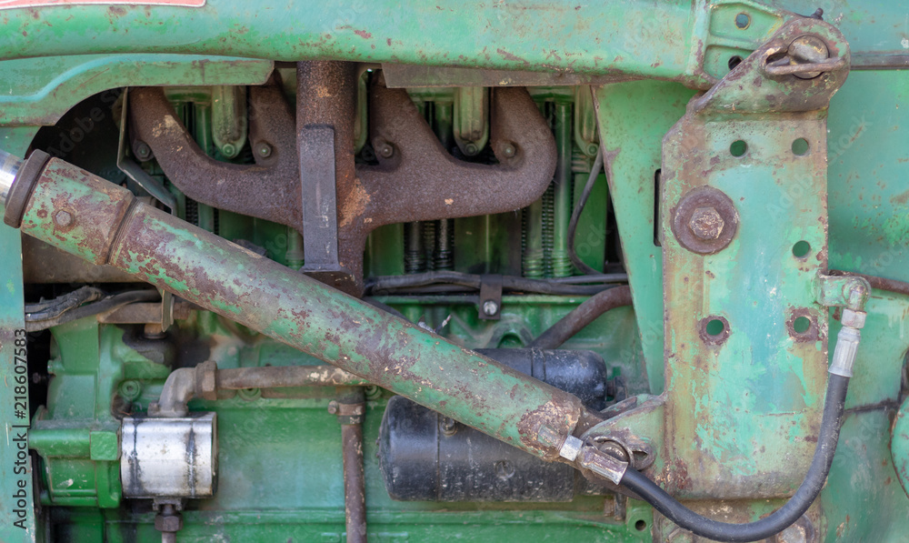 View on an old tractor engine View on an old tractor engine