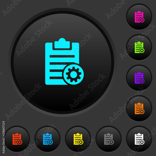 Note settings dark push buttons with color icons