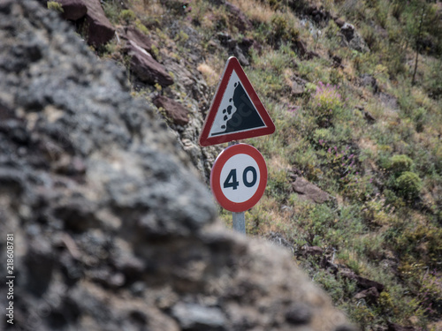 Mountain dangerous sign