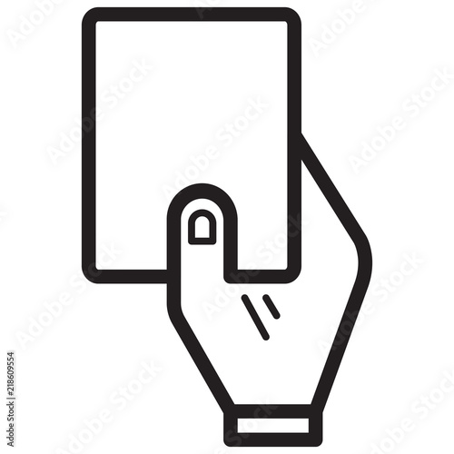 Simple Hand Held Soccer Card Related Vector Line Icon. Outline Style. Editable Stroke. 128x128 Pixel Perfect.