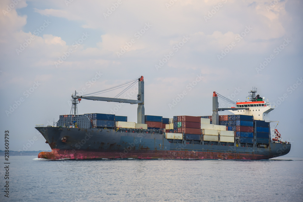 Fototapeta premium container vessel in the sea