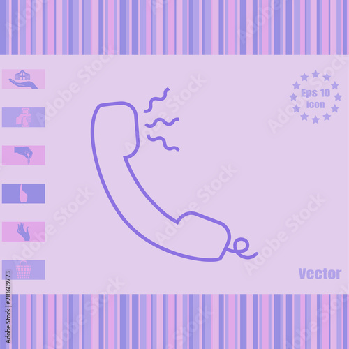 Phone line vector icon with waves