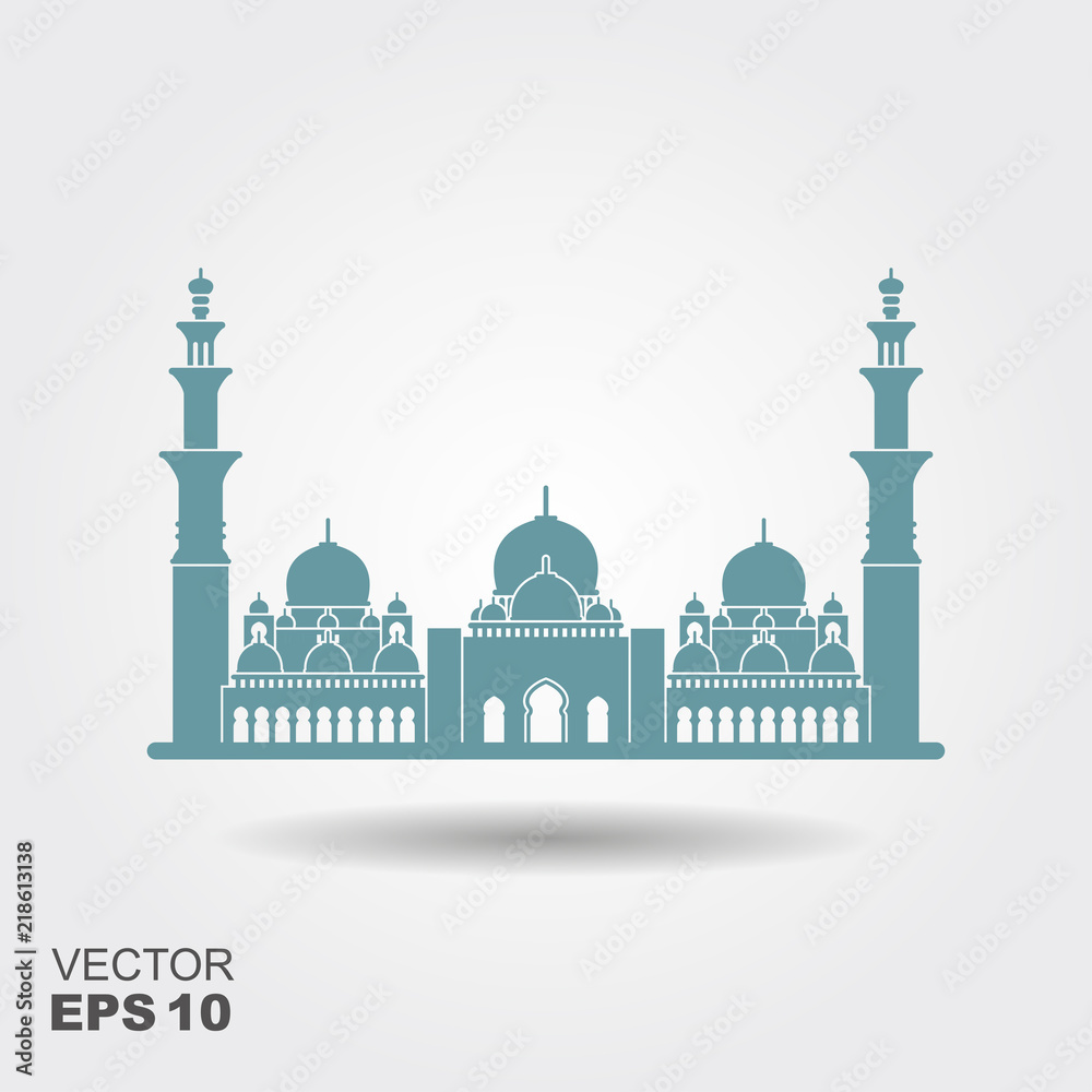 Naklejka premium Płaska konstrukcja wektor ilustracja Wielki Meczet Szejka Zayeda w Abu Zabi