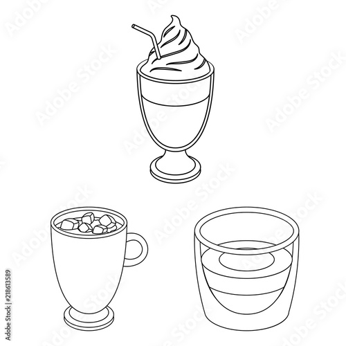 Different kinds of coffee outline icons in set collection for design. Coffee drink vector symbol stock web illustration.