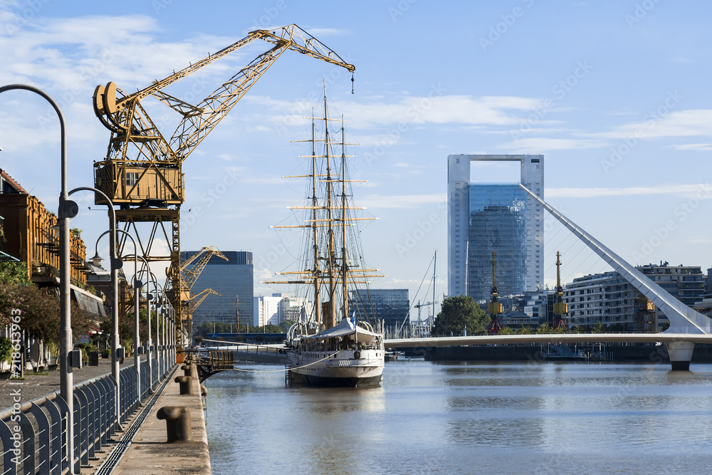 Fototapeta premium View of port and district Puerto Madero, Buenos Aires