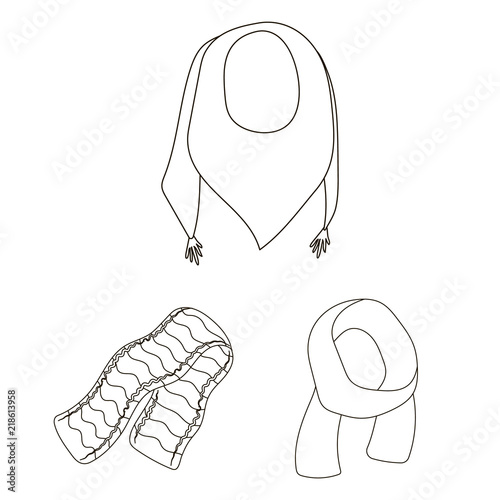 Scarf and Shawl outline icons in set collection for design.Clothes and Accessory vector symbol stock web illustration.