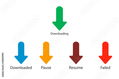 Downloading, download, pause, resume icons