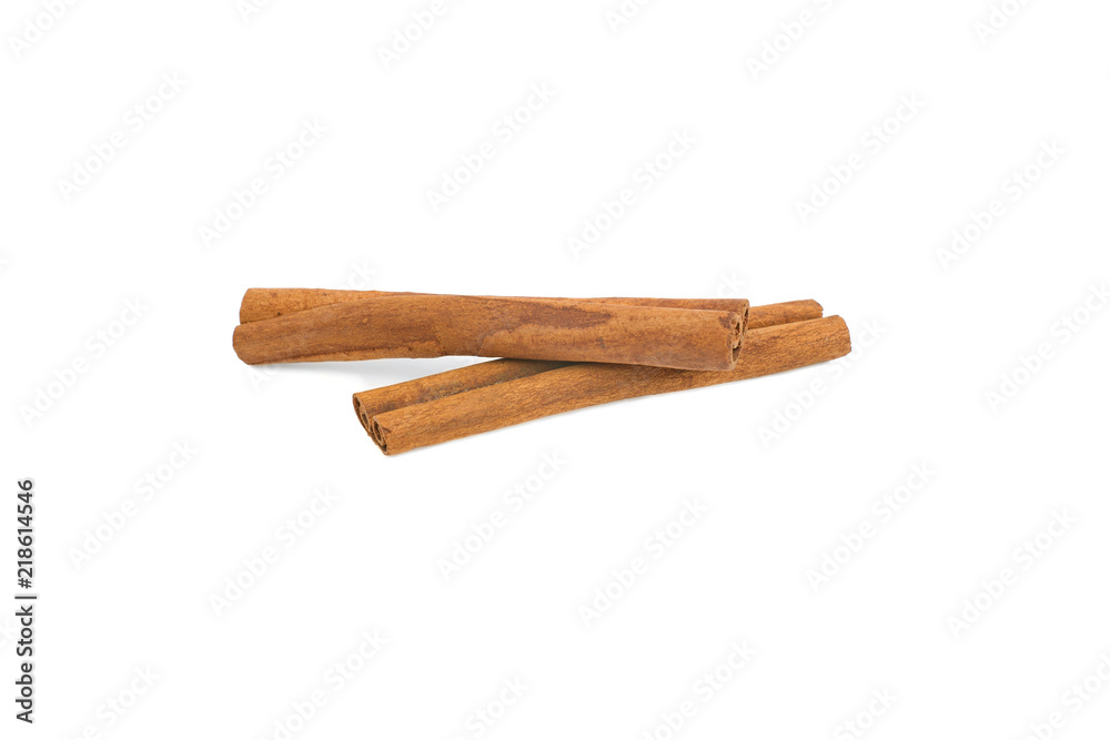 two cinnamon sticks isolated on white background two cinnamon sticks isolated on white background