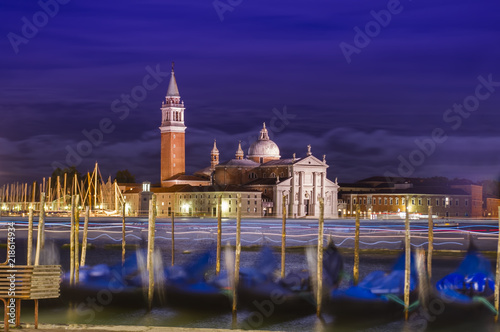 Venice cityscape at night. Italy