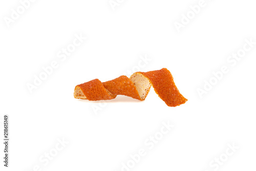 Dried orange peel isolated on white background
