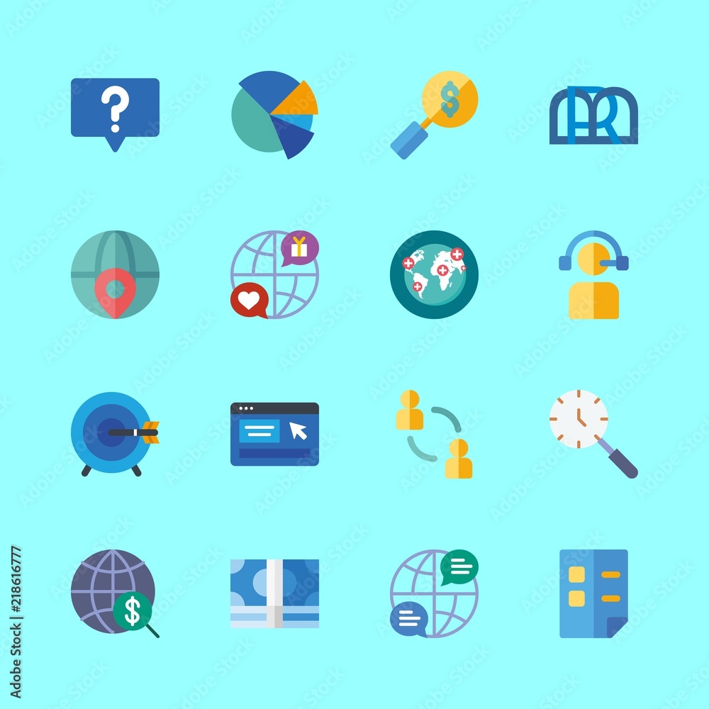 marketing vector icons set. pie chart, target, search and telemarketer in this set marketing vector icons set. pie chart, target, search and telemarketer in this set