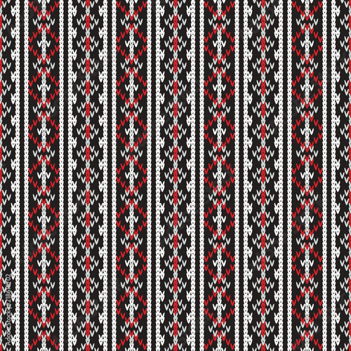 knitted seamless pattern with vertical geometric stripes, universal winter background