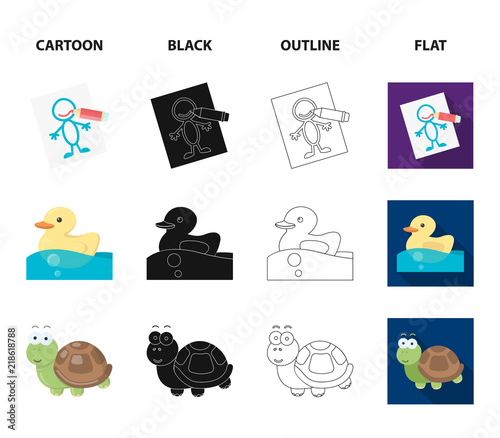 Children toy cartoon,black,outline,flat icons in set collection for design. Game and bauble vector symbol stock web illustration.