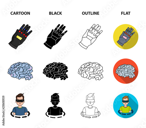 Technology, innovation, man, complemented .Virtual reality set collection icons in cartoon,black,outline,flat style vector symbol stock illustration web.