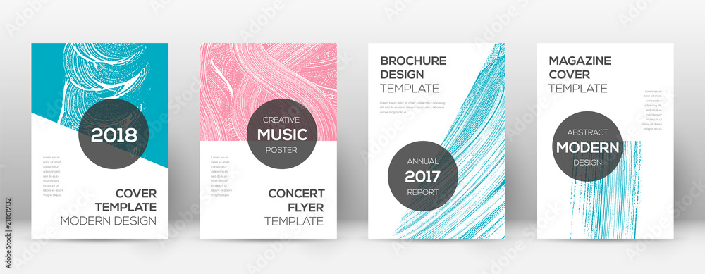 Naklejka premium Cover page design template. Modern brochure layout. Cool trendy abstract cover page. Pink and blue g