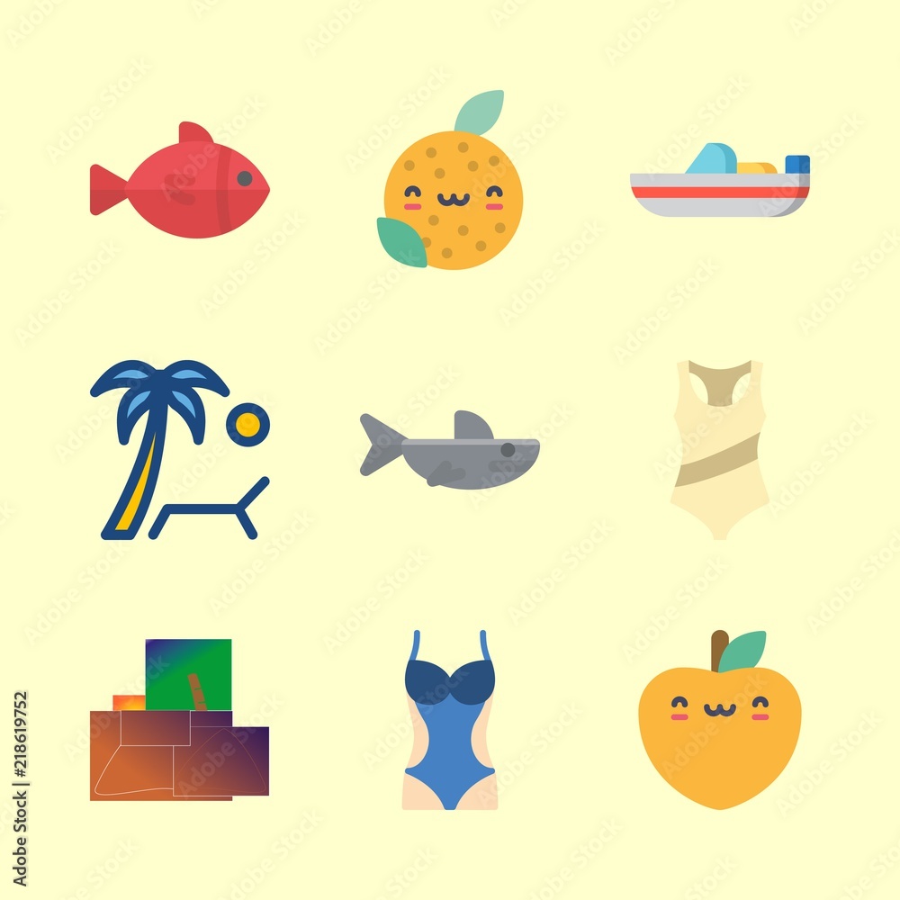9 tropical icons set