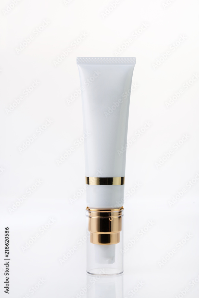 Empty and clean white plastic container bottle on white background Empty and clean white plastic container bottle on white background