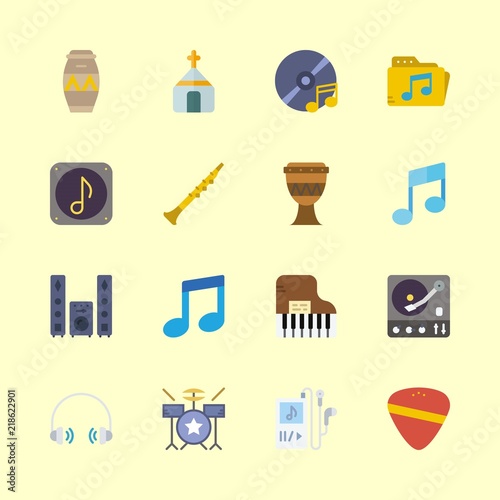 music icons set. space, solo, symphonic and sheet graphic works