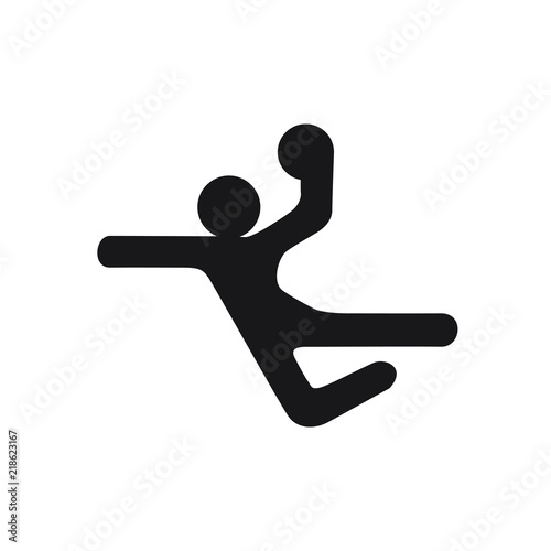 handball black logo symbol on white background simple man with ball