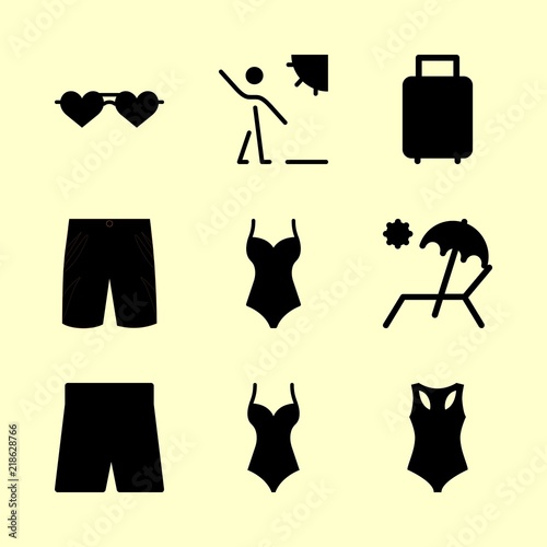beach icons set. black, lifestyle, modern and station graphic works