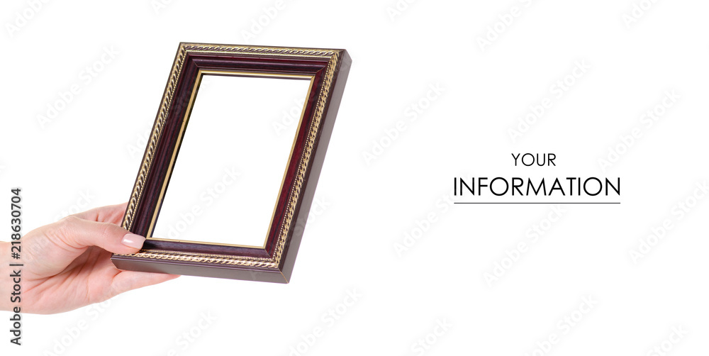 Fototapeta premium Photo frame in hand pattern on white background isolation