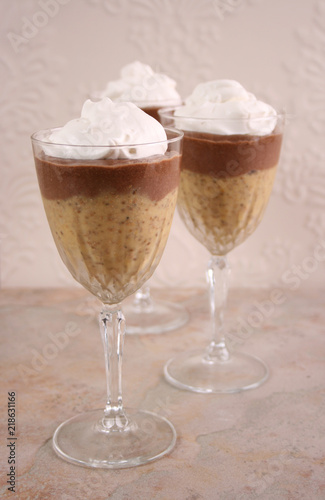 Chocolate Pudding Dessert with Whip Cream
