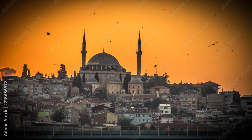 Fototapeta premium Ciudad de vieja de Estambul con Bósforo,Turquia