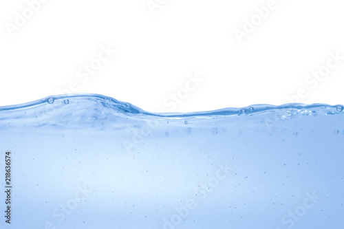 Level of blue water on a white background