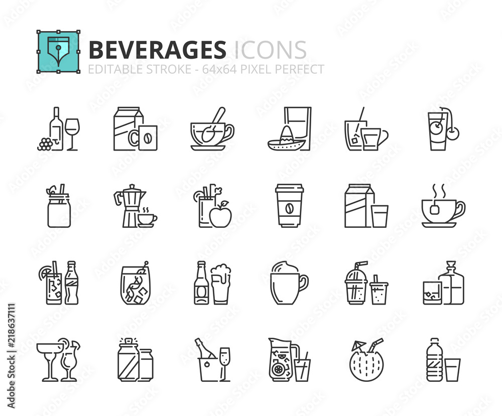 Outline icons about beverages